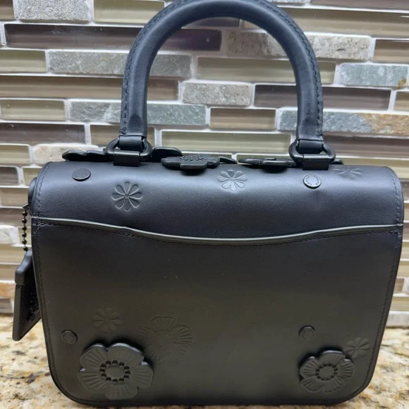 Coach Rogue Top Handle With Tea Rose Glovetanned Leather/Matte Black/Black NWT - Picture 16 of 16